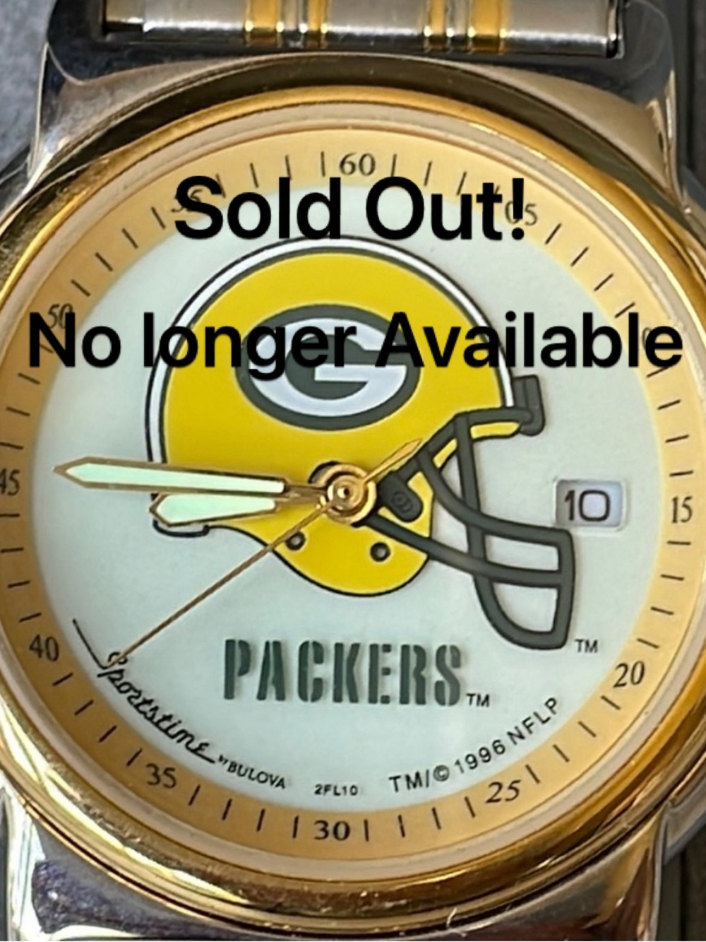 Sports time by Bulova Packers battery water resistant w/date silver and …